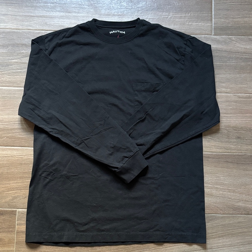 Nautica Men's Cotton Black Long Sleeve Shirt